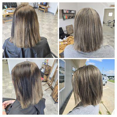 Before and after of a highlight/color correction