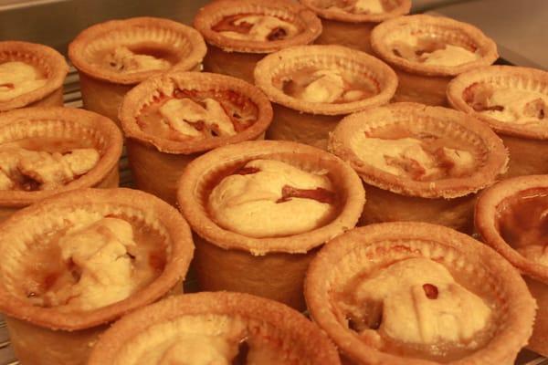 Delicious pork pies right out of the oven