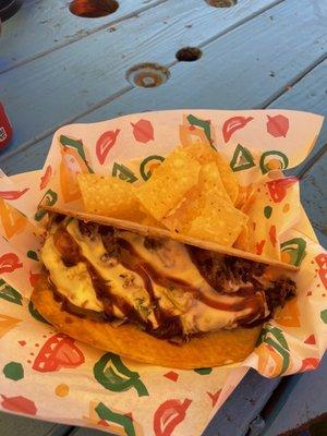 Brisket Mac & Cheese Taco