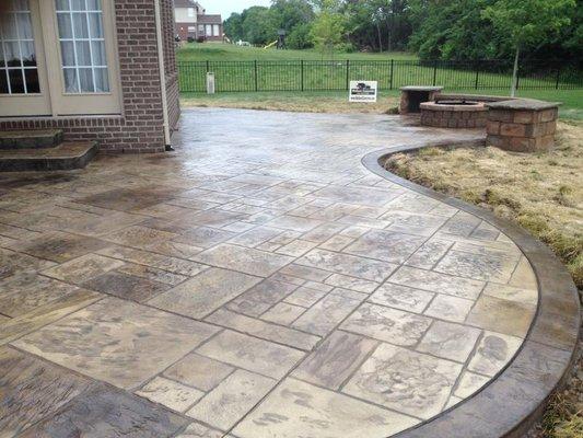 Stamped concrete patio Gray color