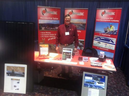 Booth at the Horticultural Society Annual exposition representing Syndicated Solar.