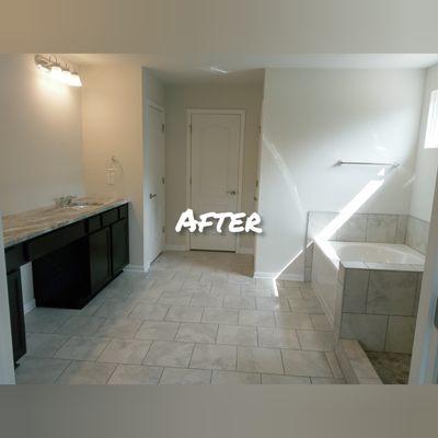 (After) picture of a post-construction cleaning (master bathroom)