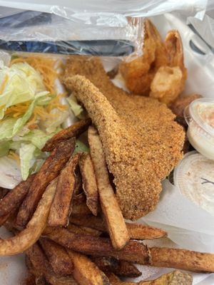 $8 Wednesday 1 Catfish Fillet and 3 shrimp meal! Well seasoned, great seafood