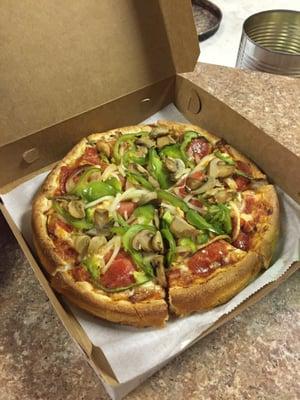 Mushroom onion peppers pepperoni! Top Notch!