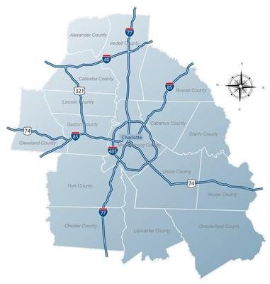 Charlotte is growing and it's MSA covers 16 counties  and 2 states.  It has a population of approximately 2.7 million people.