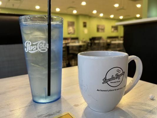 Coffee and view of the back dinning area.