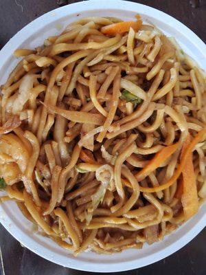 Shrimp lo-mein. I had already eaten some shrimp, there's plenty of shrimp.