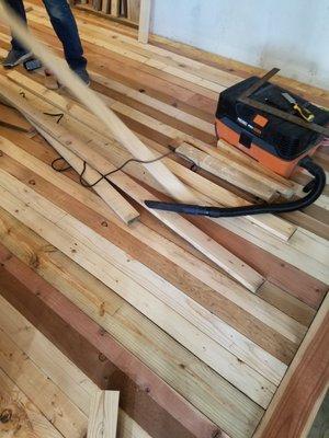 A new wood floor from re-purposed lumber