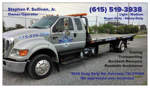 We provide towing, transporting (buildings, equipment, etc.), roadside assistance, and accident recovery; so our customers can rely on us!