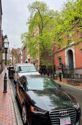 Rainy day. But, still beautiful. Love the lamp lights in beacon hill.