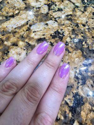 Beautiful dip nails with a Unicorn chrome shimmer on top!