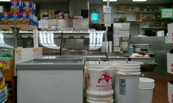 Fresh seafood counter in the back