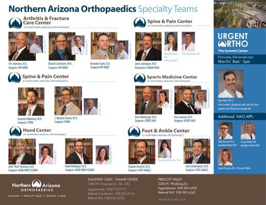 Our doctors and surgeons help care for patients in six Specialty Centers: Hand, Foot, Spine, Arthritis and Fracture Care & Sports Medicine