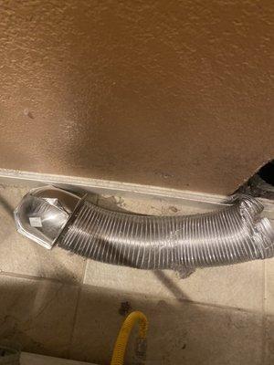 Vent completely fell off when my husband pulled the dryer out to look at it