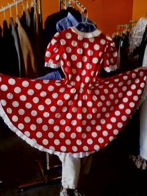 I had so much fun making this beautiful red and white polka dot dress for a client!