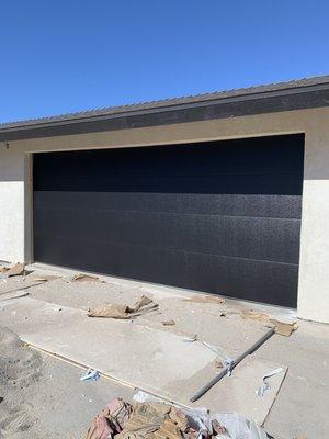 Black flush garage door