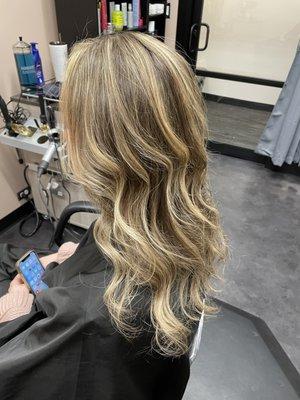 Blonde hand painted highlights