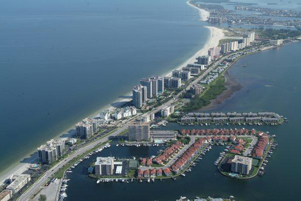 Waterfront condos on the beach overlooking the Gulf of Mexico and Intracoastal Waterway