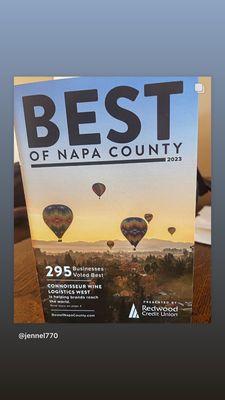 I was nominated for Best massage in Napa County