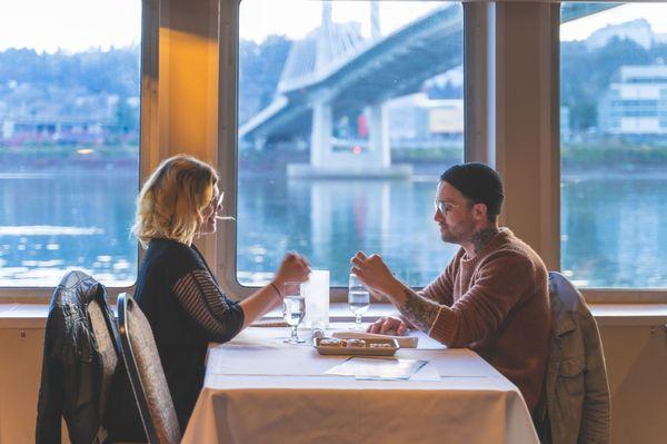 A dining table on the Portland Spirit