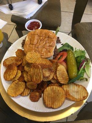 Awesome burger and chips/fries