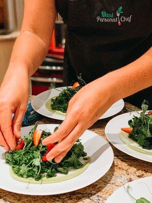 Kale and berry salad course