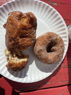 Apple fritters and donuts.  Yum