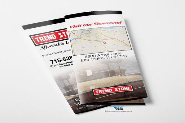 This is a tri-fold brochure custom designed for a granite countertop company.