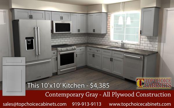 10x10 Pricing for Contemporary Gray Cabinets