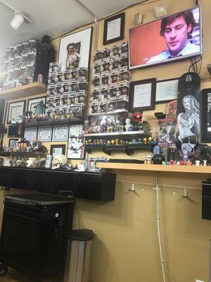 Great decor here in the tattoo parlor!