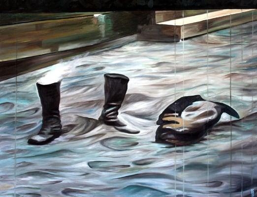 Ernest Concepcion:' Smoky Boots', 24"x32", oil on canvas, 2013_$800