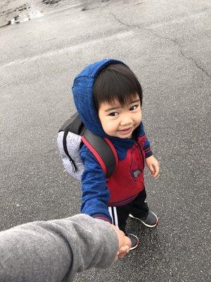 My son ready to start his day at school! :)