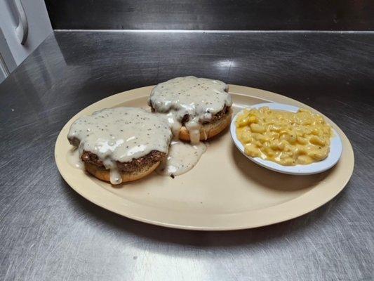 Red Dot Open Face Burger W/ Homemade Mac-N-Cheese