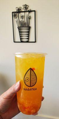 Passionfruit peach oolong with rainbow jellies