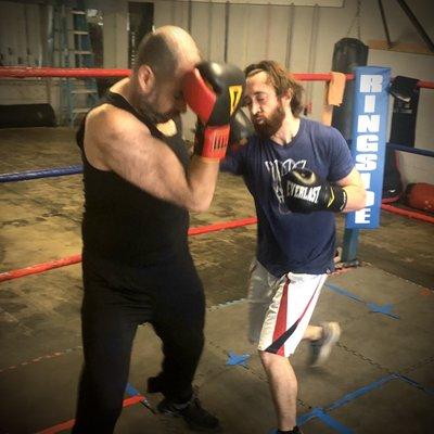 Some student sparring at Sweet Z's Boxing Gym in KC