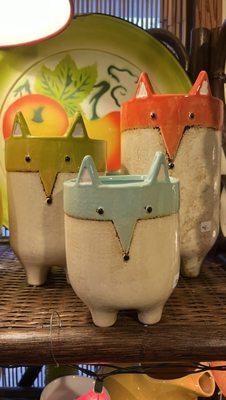 Pottery fox containers/planters