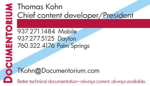 Business card, Thomas Kohn