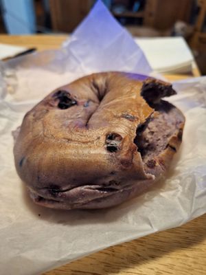 Blue berry bagel with butter