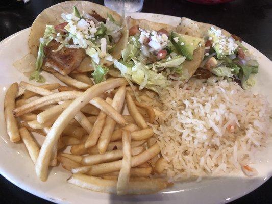 Pescado Taco plate...tortillas were soggy and ended up eating them with a fork instead. The fries were cold.