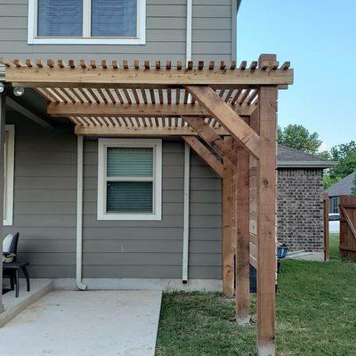 Pergola we built free floating rafters for unique design.