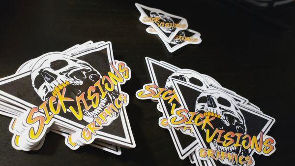 Custom die cut stickers with lamination. We can help you with your next project! :)