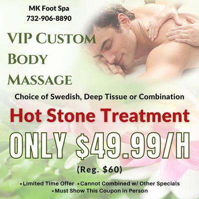 VIP Custom Body Massage ONLY $49.99/h