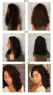 Before, After and 3 day hair!