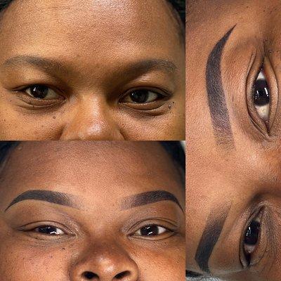 Before and after Ombre Powder Brows