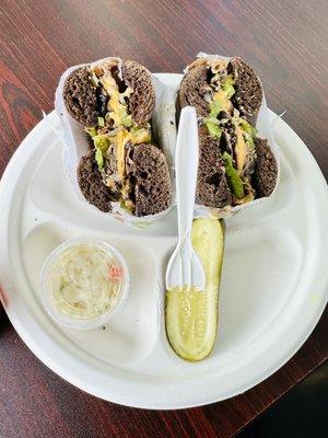 Pumpernickel bagel breakfast