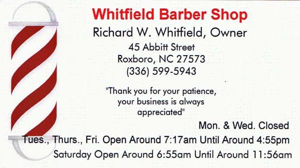 Whitfield's Barber Shop