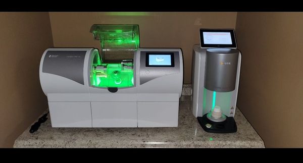 Dentsply Sirona 3D crown Milling Machine with glazing oven.