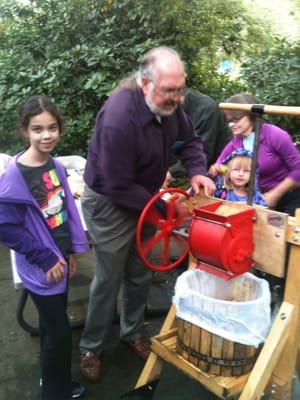 Making apple cider from the apples in our orchard.