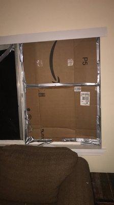 Window has been broken since the hurricane