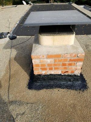 Chimney Repair With Roofing Mastic & Fiberglass membrane